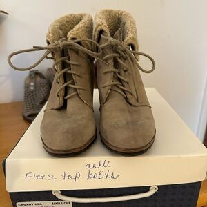 Women's Sand Leather Ankle Boots